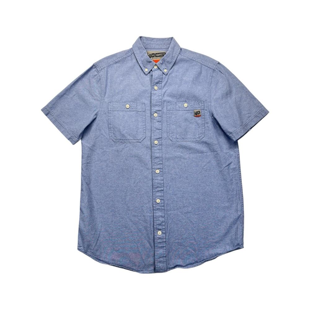 40 Grit by Duluth Trading Mens Shirt Size Medium Standard Fit Blue 100% Cotton